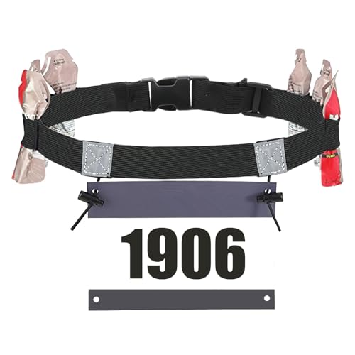 Ultimate Race Number Belt Slim Running Belt Runners Pouch Triathlon Race Belt BIB Holder for Workout, Jogging, Triathalon, Marathon, Running and Cycling Non-Slip Bib Holder with 6 Energy Gel Loops