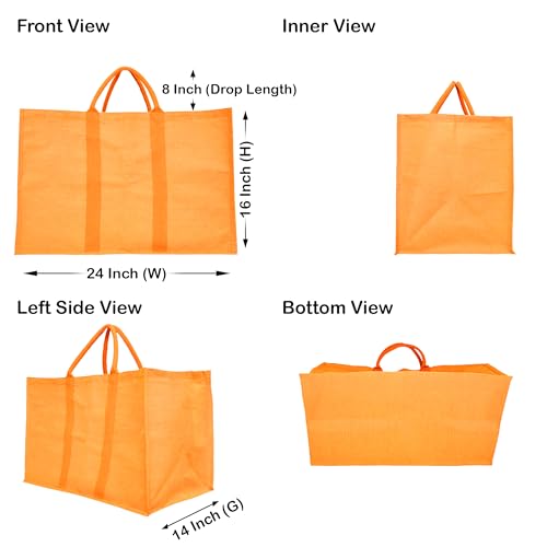 Set of 4 Juco Tote Bags – Deep Red, Pink, Green, Orange – 16x24x14 – Round Handles – Gifting, Shopping bags.2