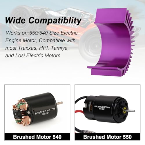 (2-Pack) Hobbypark Aluminum Electric Engine Motor Heatsink Fins Cooling for RC 540 550 3650 Size Brushed Brushless RC Car Accessories - Thumbnail 3