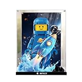 Acrylic Display Case for Le-go 40921 Blue Astronaut Minifigure Model, Dustproof Display Box (display box only) (background 3mm-B)