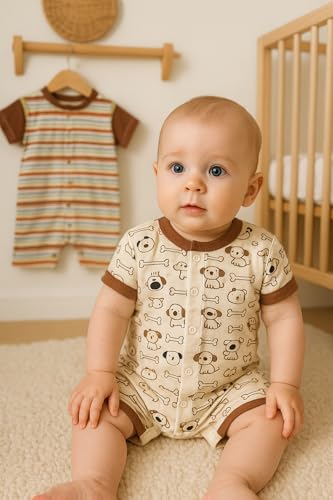 Image of TuddyBuddy 100% Cotton Romper /Jumpsuit /Bodysuit Set for Baby (Pack of 2 Playsuits)