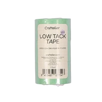Craftelier - Low Adhesion, Repositionable Masking Tape for Attaching Dies or Stencils | Includes 3 Rolls | Size 1" x 11 yd 2.54 cm x 10.05 metres - Turquoise Colour