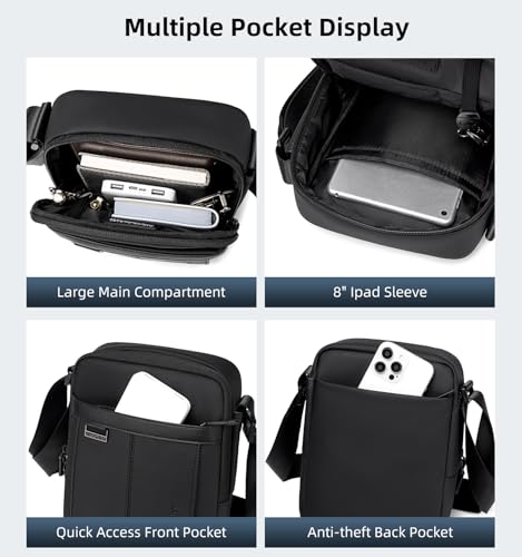 Image of Arctic Hunter Crossbody Sling Bag for Men Women, Lightweight 3.8L Shoulder Bag with 8 inch Tablet Sleeve, Water-Repellent Polyester, Anti-Theft Back Pocket, for Office, Casual & Biking