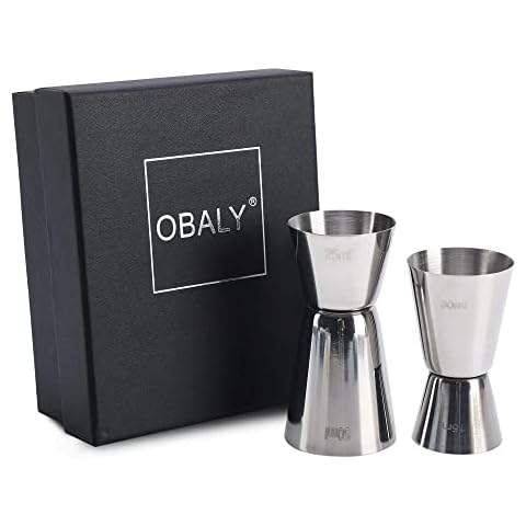 OBALY Cocktail Metering Cup Stainless Steel Cocktail Meter 25/50 ml & 15/30 ml Integrated Scale，for Cocktails/Sugar Syrup/Small Metering Cup/for Bars and Apartments Cover