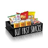Snack Tray, Farmhouse Snack Bar Station, Wooden Snack Organizer, Snack Basket, Snack Holder, Snack Caddy, Chip Rack, Snack Stand, Snack Storage Containers for Office Pantry Bedroom Counter top (Black)
