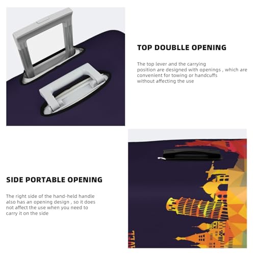 World-Renowned Iconic Buildings Luggage Covers and Luggage Tags Tsa Approved, Elastic Washable Fashionable Anti-Scratch Protector, Birthday Gifts(S 18-21 Inch)3