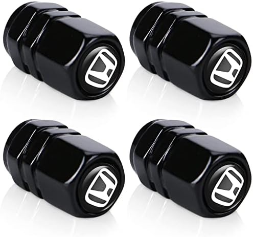 4PCS Metal Car Tire Valve Stem Caps for Honda CRV Pilot EX CR-V EX-L Touring Civic Pilot Accord car Wheel Caps with Car Logo Styling Decoration car Accessories-Black