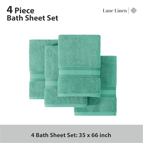 Image of LANE LINEN Extra Large Bath Towels for Bathroom- 100% Cotton Bath Sheets, Quick Dry, Large Size, Shower Towel, Cotton Sheet for Bathroom, Teal GreenTowels Set of 4
