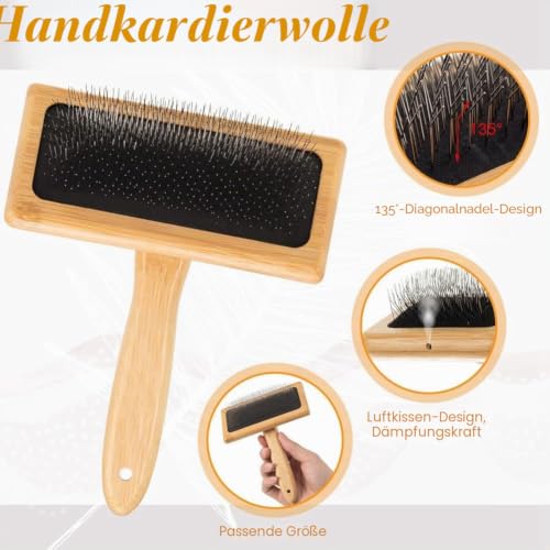 Bortivier Handkarden Set – 2 Kardenbürsten für Wolle, Filz und Haustierpflege – Bild 6