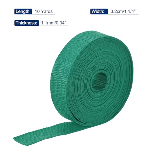 Image of MECCANIXITY Lightweight Polypropylene Webbing Strap 1 1 /4 inch 10 Yard Backpack Strapping Band Green for Outdoor Luggage Cargo Straps