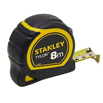 Stanley 1-30-657 – mètre Tylon Bi matière 8m x 25mm – Ruban Anti-Corrosion – Boitier Bi-matière – Blocage du Ruban – Crochet 3 Rivets – Position du Zéro Réel – Classe Ii – Crochet pour Ceinture