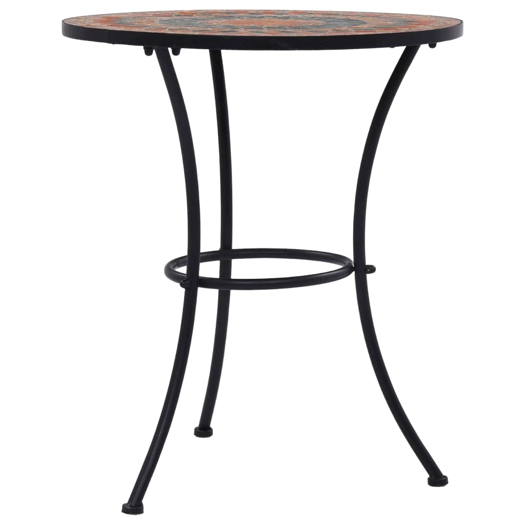 Table de bistro mosaïque 60 cm en céramique et fer pour extérieur et balcon