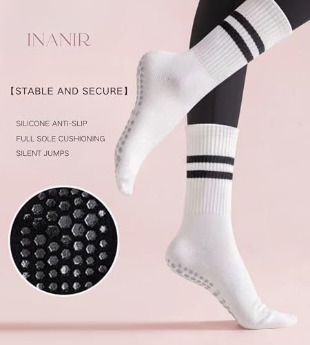 Pilates Socks With Grips for Women: Cute Non Slip Crew Gripper Yoga Sock - Grippy Sticky for Hospital/Dance Barre/Workout2