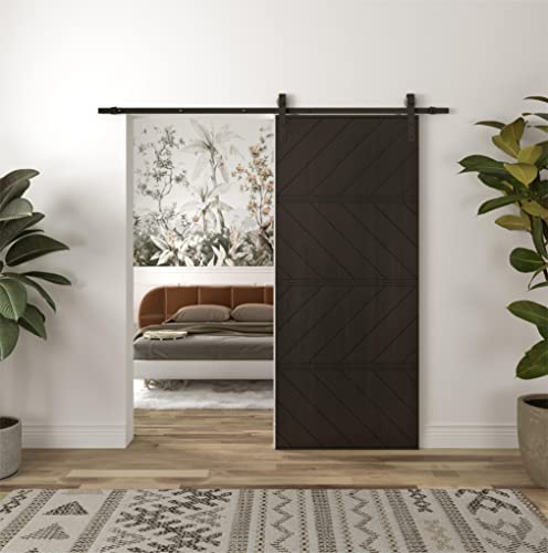 Barner Home 36In X 84In Sliding Barn Door, Mdf, With Waterproof Surface, Diy Assemble, Pre-Drilled Barn Door Slab With Installation Hardware Kit,Black #TOP3
