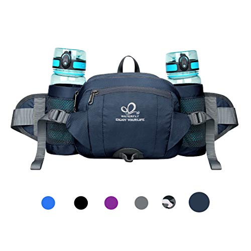 WATERFLY Fanny Pack with Water Bottle Holder Hiking Waist Packs for Walking Running