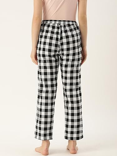 Image of KRYPTIC Women's 100% Pure Cotton Woven Pyjama | Mid Rise Relaxed Fit Full Length Nightwear Pant with Elasticated Drawstring Waistband & Side Pocket | Comfortable Lounge, Sleepwear & Casual Bottom Wear