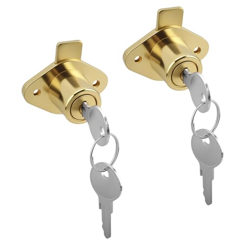 U 9947 Cabinet Locks with Keys for Prime-Line Drawer LockerGold Cabinet Locks Fit 7/8 Inch Max Panel Thickness U9947 Drawer Lock for Prime-Line Desk Lock - 2 Set