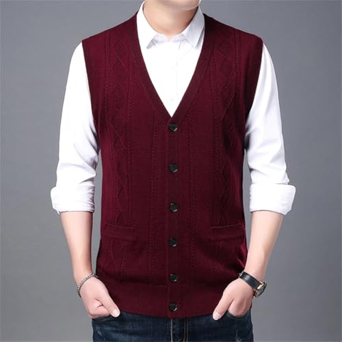 Men’S Argyle Knit Sweater Vest with Pockets Slim Fit V-Neck Sleeveless Casual Button Down Cardigan3