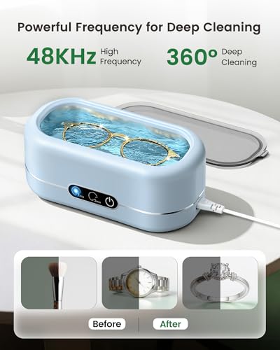 Image of Miorcols Ultrasonic Cleaner Machine for Jewelry,48KHz with 2 Cleaning Modes