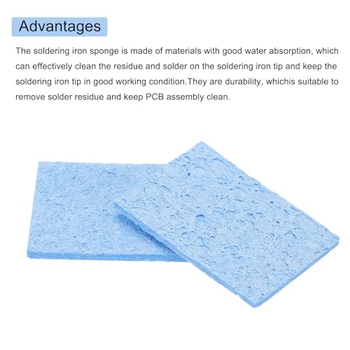 Image of MECCANIXITY 25PCS Soldering Sponge 50 x 35mm Rectangle Blue Cleaning Pad Welding Tip Iron Replacement for Cleaning Soldering Iron 2mm Natural Thickness 11mm Water Absorption Thickness