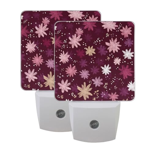 Luz Nocturna Sensor LED con Flores Rojo y Blanco