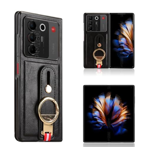 ZTE Nubia Fold 5G �p �P�[�X SpinoArmor ���ƃL�b�N�X�^���h�@�\ ���|�� �X�g���b�v�t�� �ϏՌ� �����Y�ی� ���烌�U�[�[ + TPU�P�[�X �v�̎��� ��ʃ����Y�ی� �����h�~ �g�уJ�o�[ �w��h�~ ZTE Nubia Fol