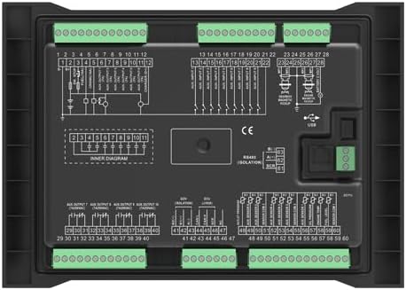 Rear view of the APC715 SmartGen Pump Unit Controller showing detailed wiring diagrams and terminal blocks.