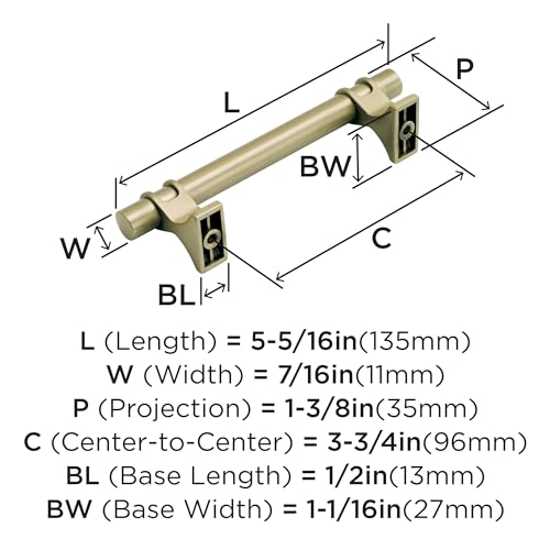 Image of Amerock | Cabinet Pull | Golden Champagne | 3-3 /4 inch (96 mm) Center to Center | Davenport | 1 Pack | Drawer Pull | Drawer Handle | Cabinet Hardware