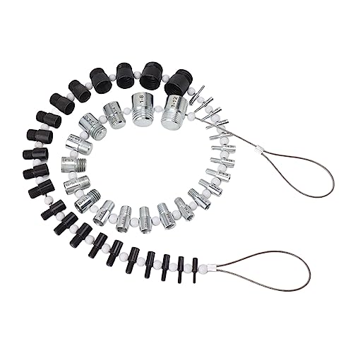 Nut and Bolt Thread Checker, 44 Male Female Thread Identifier Gauges, 23 Inch and 21 Metric Sizes, Silver and Black