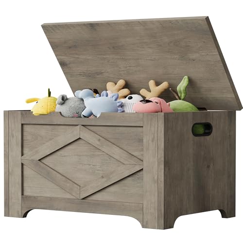 GAOMON Storage Chest, Wooden Toy Storage Bench, Modern Style Lift-Top Toy Chest with Safety Hinge for Entryway, Bedroom, Living Room, Supports 300 Lb and Easy Assembly