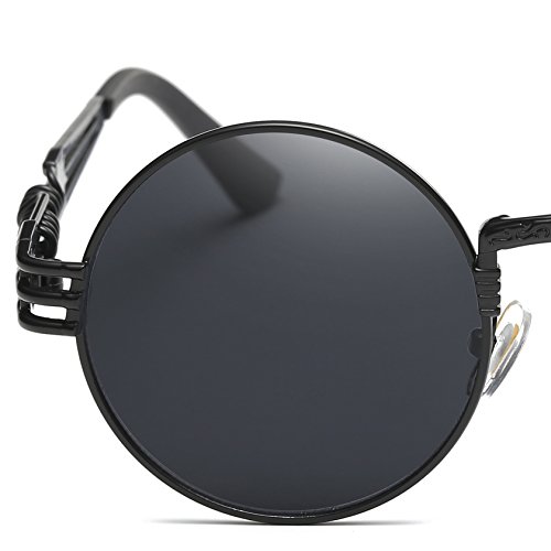 Dollger Black Round Sunglasses Retro Vintage Steampunk Sunglasses For Men #TOP1