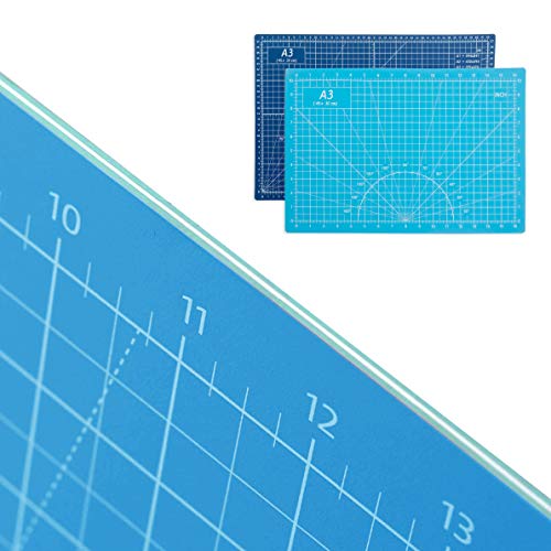 Airgame Self Healing Cutting Mat 18"X12" Non-Slip Pvc Double Sided 5-Ply A3 Art Craft Rotary Cutting Mat For Quilting, Sewing Crafts Hobby Fabric Precision Scrapbooking Project(Blue/Light Blue) #TOP3