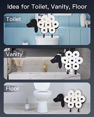 Dachshund Toilet Paper Storage, Funny Dog Wall Mounted Or Free Standing Bathroom Toilet Paper Holder, Metal 8 Rolls Tissue Organizer For Home Decor #TOP2
