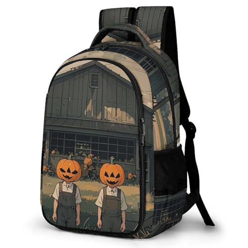 Backpack for Travel, Pumpkin Head Poster Print Modern Backpack Shoulder Bag with Adjustable Straps, Side Pockets & Reinforced Bottom