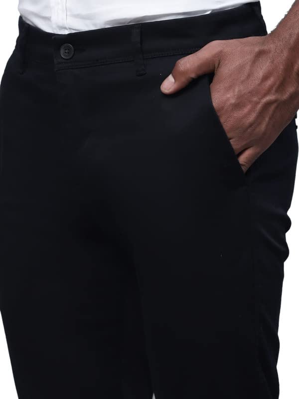 Image of Cantabil Black Solid Non Pleated Regular Fit Mid Rise Formal Trouser for Men | Formal Pants for Men | Formal Wear Regular Fit Trouser for Men (P MTRC00102)