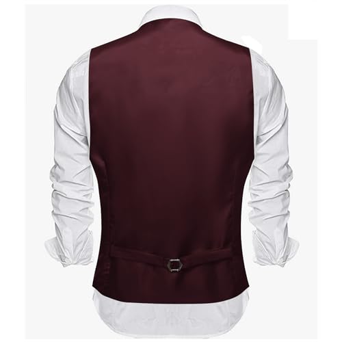 Image of Barry.Wang Mens Suit Vest Bow Tie Set 4PCS Formal V-neck Slim Fit Casual Solid Color Waistcoat Wedding Party Tuxedo