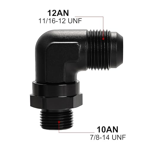 Image of EVIL ENERGY 12AN Flare to 10AN ORB Male Swivel Adapter Fitting 90 Degree Black 1PC