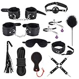 BDSM Set Sex Spielzeug für Paare, 11 Stück SM Bondage mit Handschellen Halsband Augenbinden Peitsche BDSMS, Fesseln Sexspielzeug für Couple Paarzeit Extrem Sexspiele