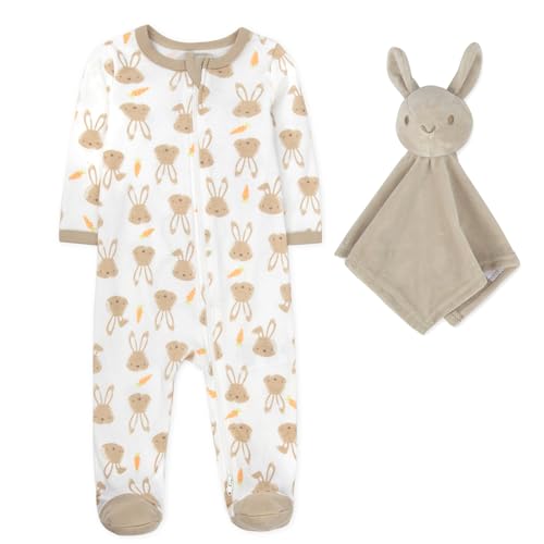 Baby Essentials Macac&atilde;o infantil de 2 pe&ccedil;as de coelhinho da P&aacute;scoa e cobertor ador&aacute;vel...