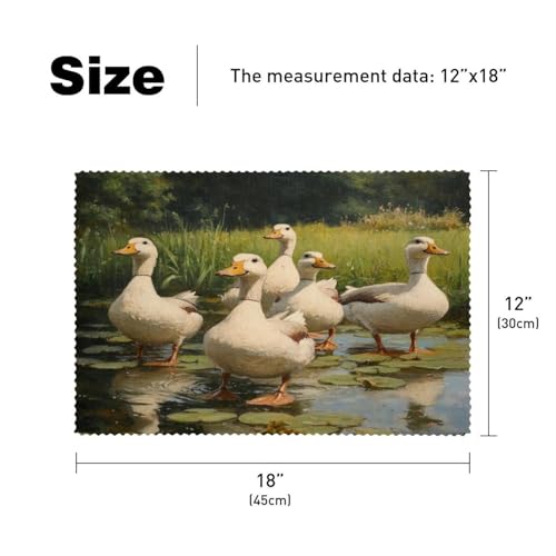 Set de table résistant à la chaleur lot de 6 napperon de table lavable canards - 6