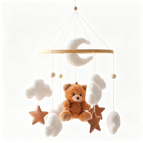 Image of SNOWIE Soft Baby Crib Mobile for Newborn, Teddy Velvet Multicolor Decor