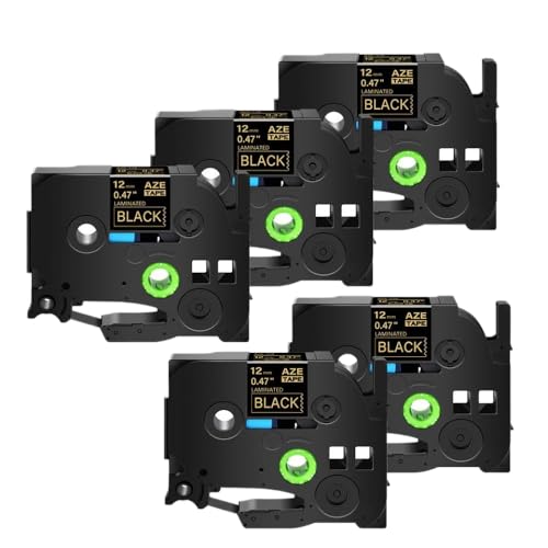 5 10�p�b�Naze 231 TZ 231 TZE 241 12mm Black for White General�ړI���~�l�[�g���x���e�[�v(5PK Gold on Black)