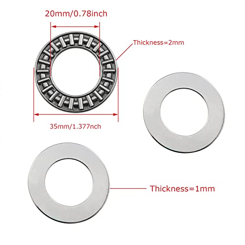 Meetoot 6 Sets Thrust Needle Roller Bearings Axk2035+2As Thrust Needle Roller Bearing With Two Washers #TOP2