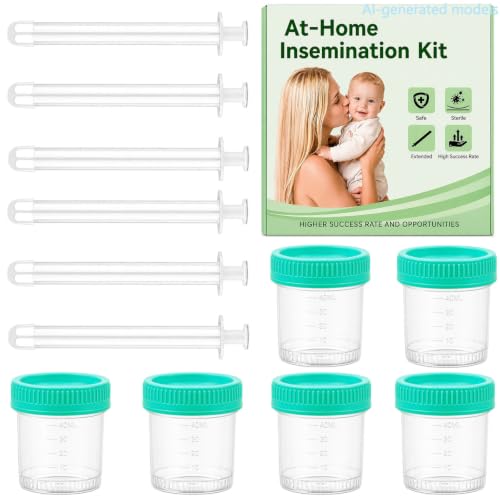 At Home Insemination Kit (6 Pack) - Extended Disposable Sterile Syringes + Cups No BPA Over-The-Counter Insemination Set for WomenHigher Success Rate Cost-Effective Protecting Privacy