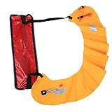 Equipado con cinta reflectante para visualización nocturna, silbato de emergencia y tubo rojo para inflado manual.