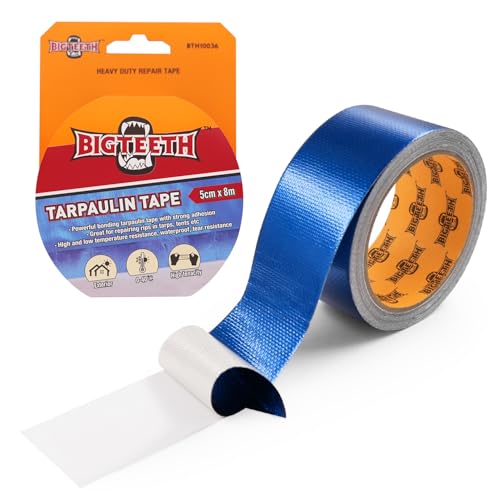 Image of BIGTEETH Blue Tent Repair Tape 2 inch * 26.25 ft | Canvas Repair Tape, Outdoor Repair Tape for Tarp, Tent, Boat Cover,Waterproof, UVproof