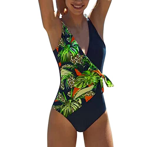 Maillot de bain une pièce femme col froncé dos nu taille M bleu