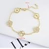 14K Gold Filled Clover Lucky Bracelet For Women - Double Sided Stone Plant Five Leaf Flower Adjustable Zircon Bracelet, Clover Bracelet, 4 Leaf Clover Bracelet (Gold - Clover Bracelet)