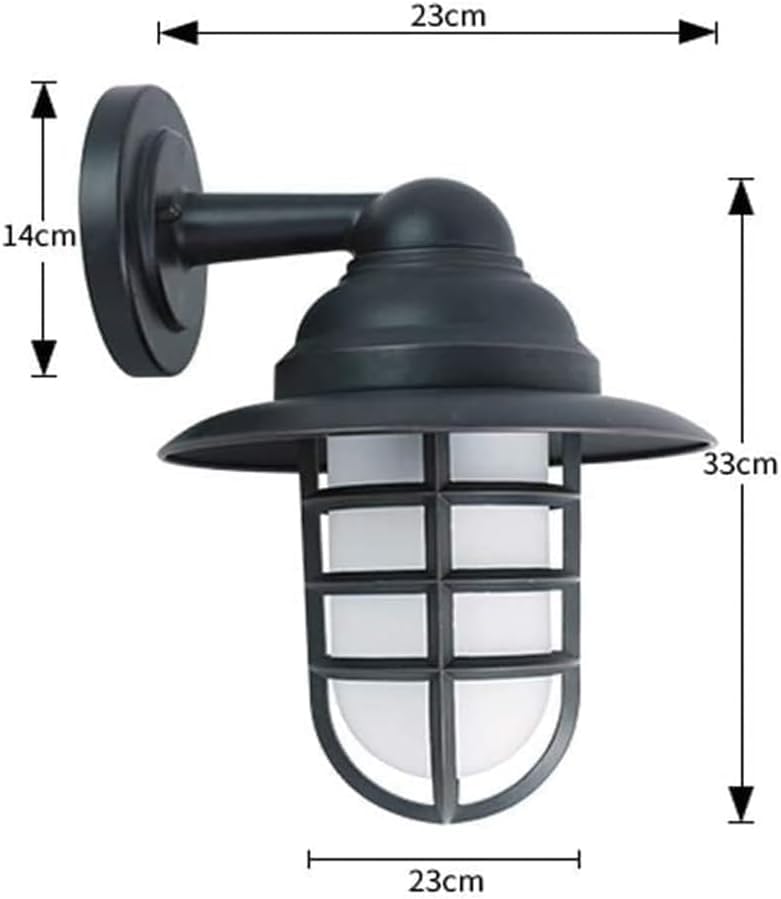 Amerykańska lampa ścienna E27 z matowego szkła, styl industrialny, odporna na wiatr i deszcz, na podwórko lub balkon (kolor: domyślny)