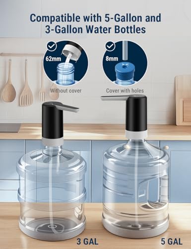 Image of COSTAR Water Dispenser Pump for 20 Litre Bottle, Portable Water Dispenser with Removable Spout, USB Rechargeable Water Pump with 1.5L /Min Fast Flow,1200 mAh Battery, Kingfisher 4 Pro, Black